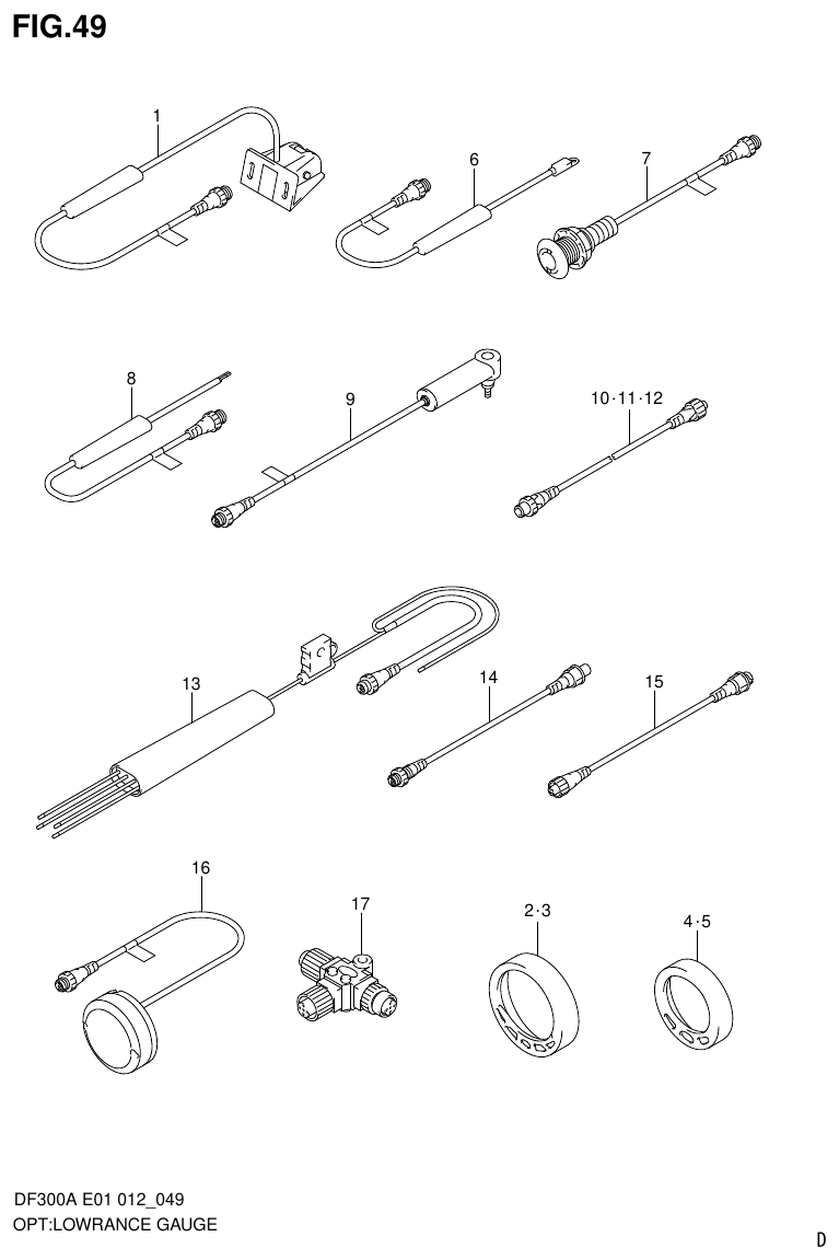 Suzuki DF300AP OPT:LOWRANCE GAUGE parts diagram